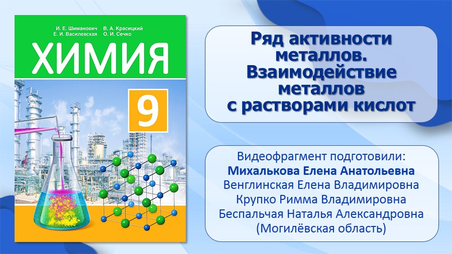 Ряд Активности Металлов. Взаимодействие Металлов С Растворами.